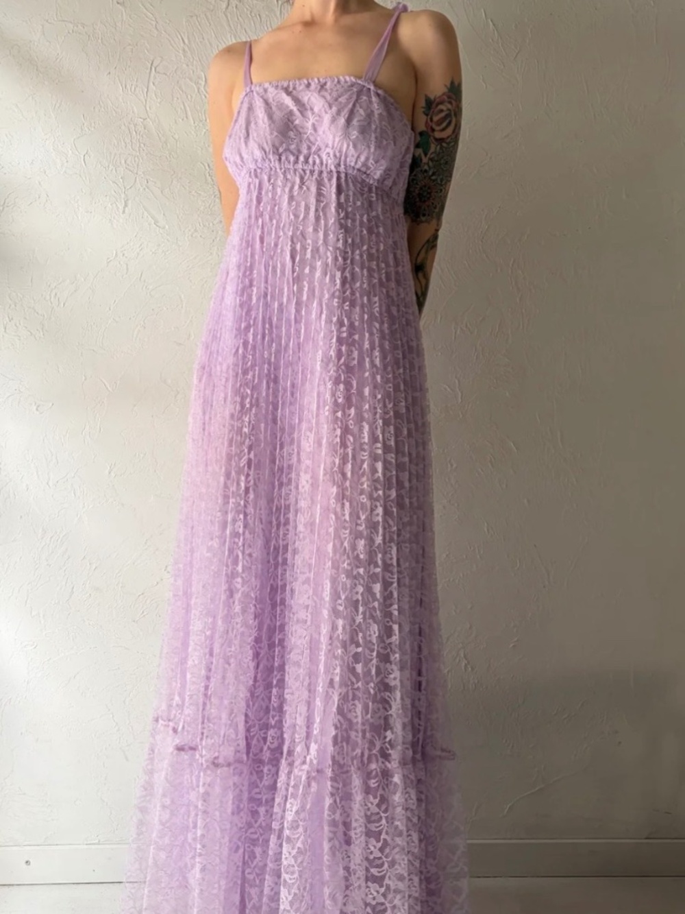 Vintage Purple Lace Maxi Dress
